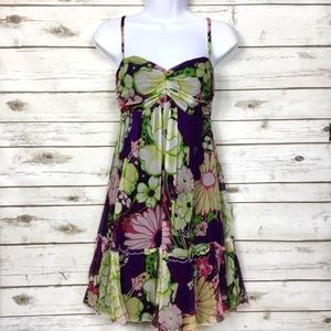 Marciano Floral Print Silk Sun / Cocktail Dress